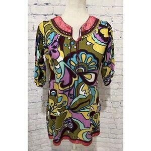 Lakshita Cotton Colorful Multi Fabric Dress/top Size Medium
